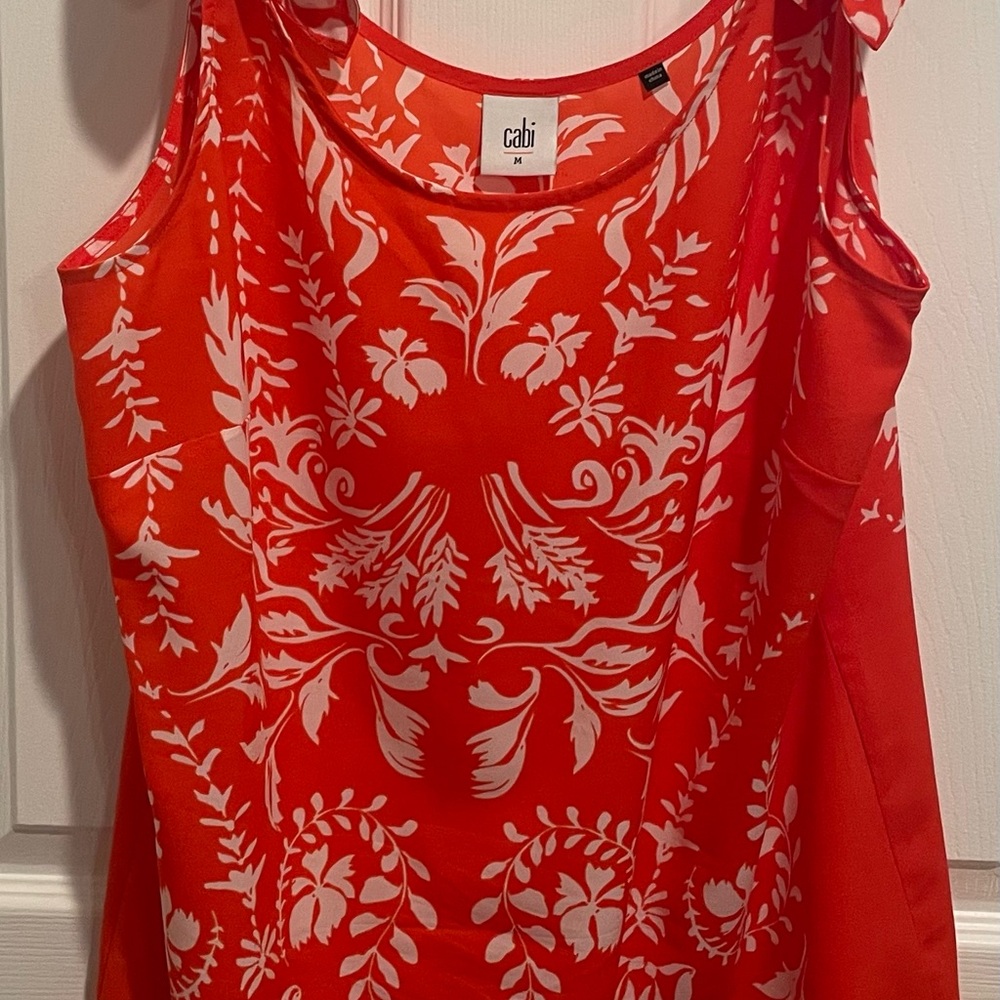 CAbi orange and White Floral Sleeveless Tank Top